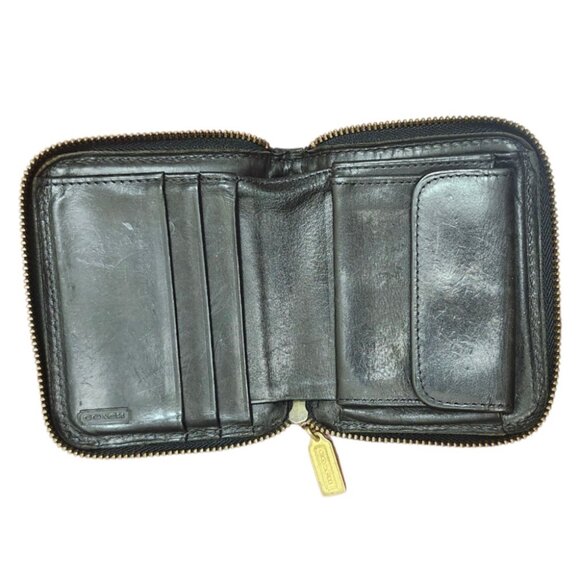 COACH VINTAGE SONOMA BLACK PEBBLE LEATHER ZIP AROUND COIN/CARD CASE WALLET - Picture 3 of 8